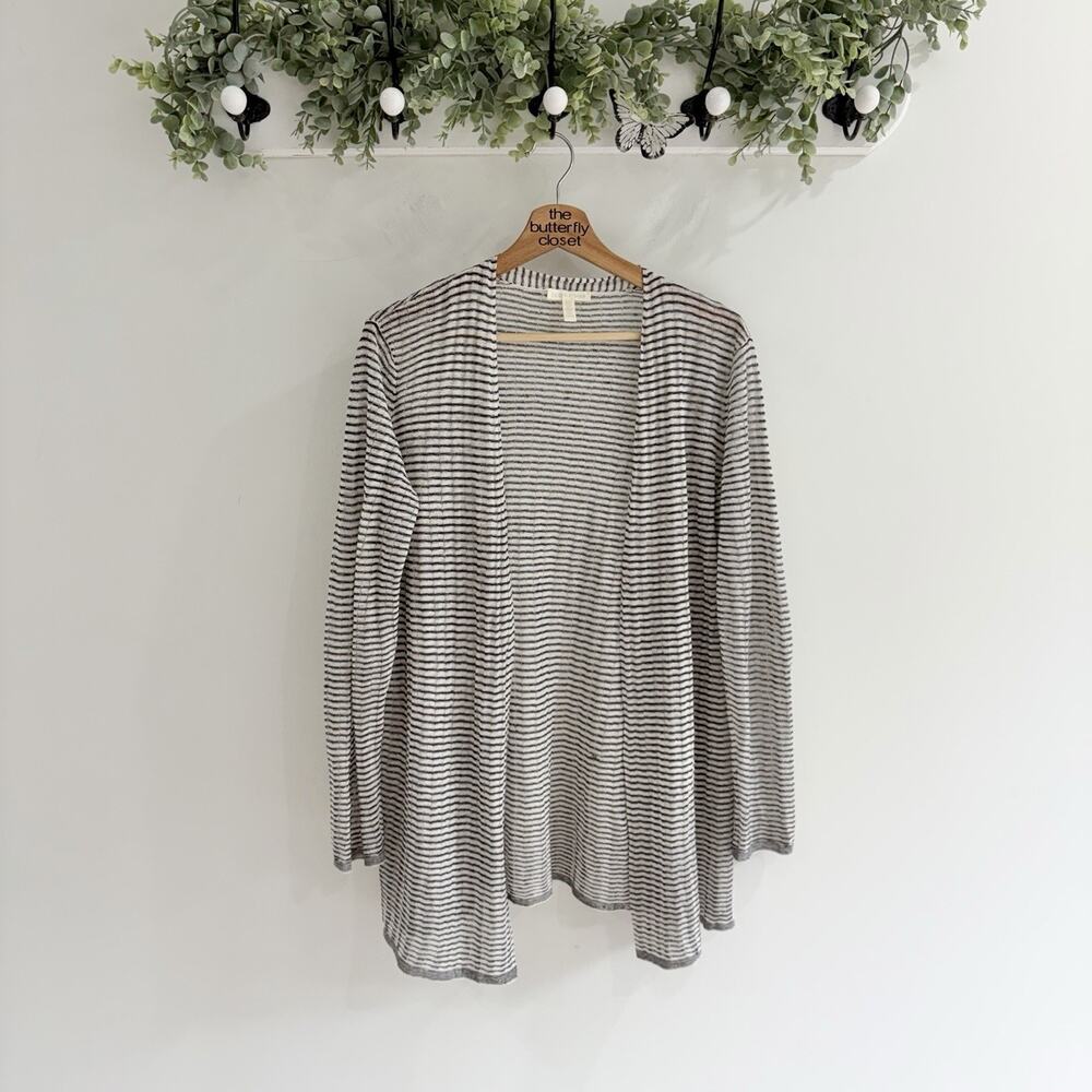 Eileen Fisher cardigan Crafted from Organic Line Knit Horizontal Stripes XS R579